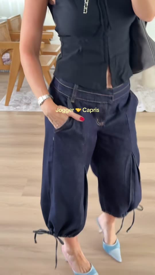 The only meet cute I stand for right now. Denim joggers meets capris and I’m not