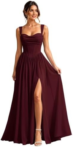 Chiffon Bridesmaid Dresses Long Corset Formal Dress